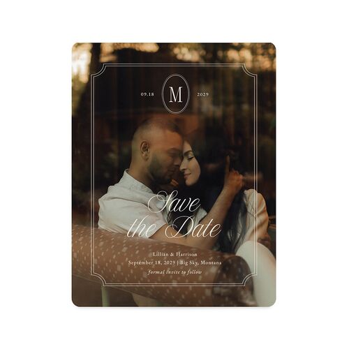 Elegant Oval Monogram Save The Date Magnets Sand Magnet Paper