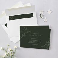 Shining Leaves Bridal Shower Invitations Dark Green Signature Blank