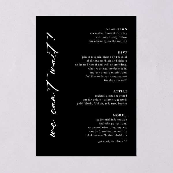 Vertical Names Wedding Invitations Licorice Signature Blank No