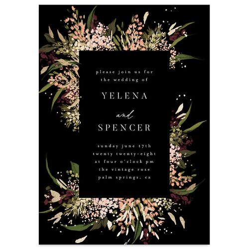 Moody Romance Wedding Invitations Gold Midnight Signature Blank No