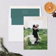 Shimmering New Year Holiday Cards Gold Ink Blue Signature Blank Standard Portrait
