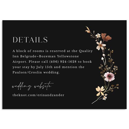 Simple Bohemian Wildflowers Wedding Event Detail Cards Licorice Signature Standard