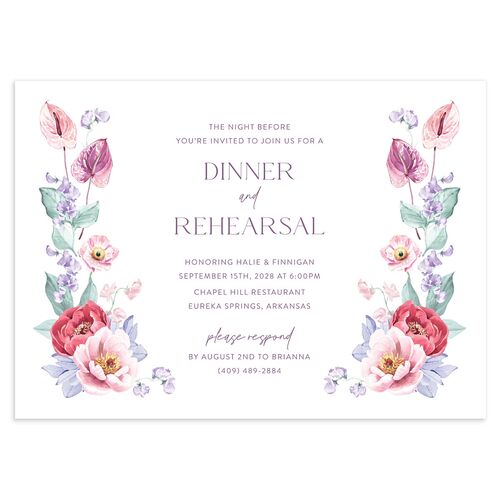 Whimsical Maximalist Floral Rehearsal Dinner Invitations Iris Signature Blank Standard