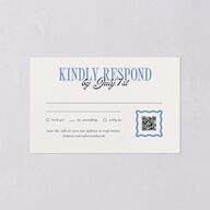 Wavy Frame Photo All-in-One Wedding Invitations Sea Blue Signature Light Both Recipient and Return Addresses No