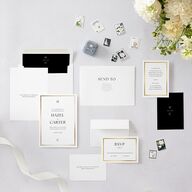 Simple Frame Wedding Invitations Gold Pure White Signature Blank No Standard