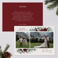 Holiday Floral Holiday Cards Maroon Signature Blank Landscape Standard