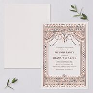 Indian Painted Henna Rehearsal Dinner Invitations Chestnut Signature Blank Standard