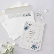 Floral Frame Rehearsal Dinner Invitations Regency Blue Signature Blank Standard