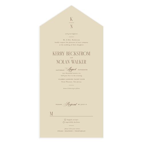 Cosmopolitan All-in-One Wedding Invitations Sepia Signature Light Both Recipient and Return Addresses No
