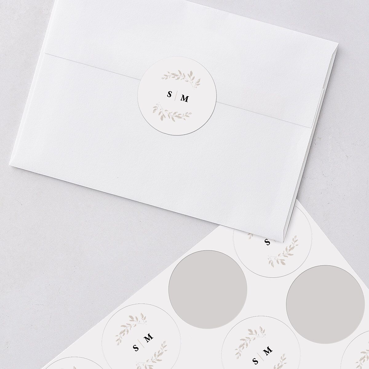 Dainty Frame Wedding Stickers Pure White Circle