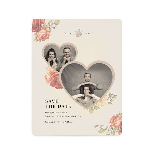 Vintage Awkward Photo Hearts Save The Date Magnets Barely Peach Magnet Paper