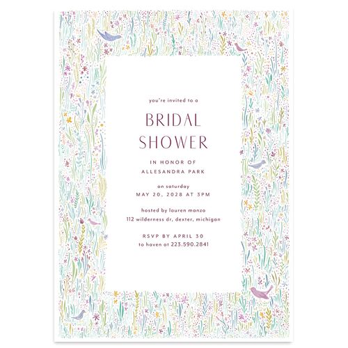 Cottage Wildflowers Bridal Shower Invitations Iris Signature Blank Standard