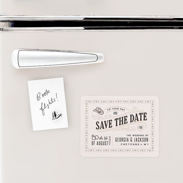 Western I Do BBQ Save The Date Magnets Taupe Magnet Paper