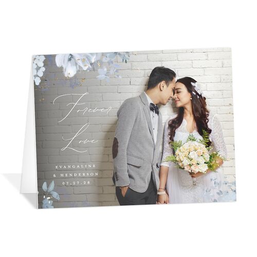 Monochrome Blooms Thank You Cards Gold Ice Blue