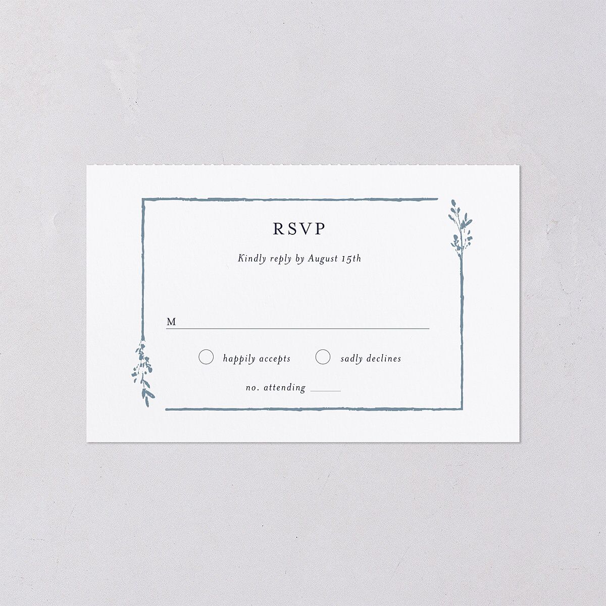 Rustic Branch Frame All-in-One Wedding Invitations Navy Signature Light Both Recipient and Return Addresses No