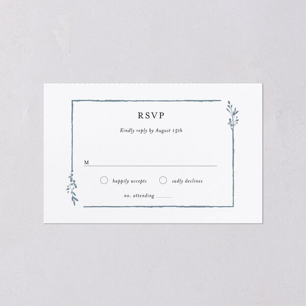 Rustic Branch Frame All-in-One Wedding Invitations Navy Signature Light Both Recipient and Return Addresses No