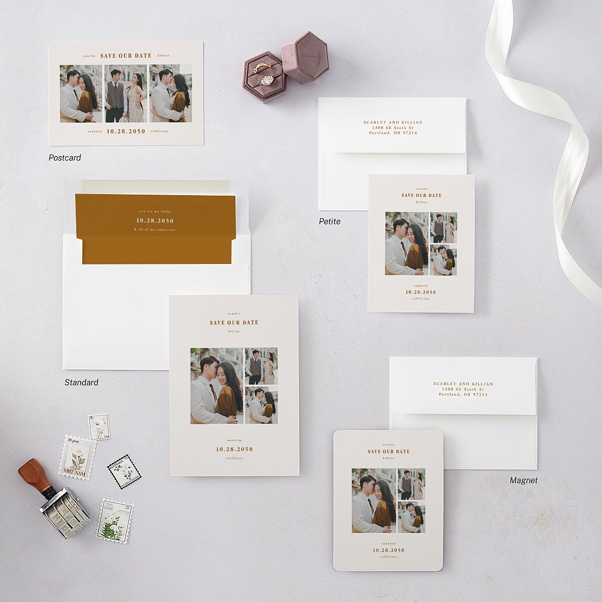 Elegant Minimalist Photo Save the Date Postcards Saddle