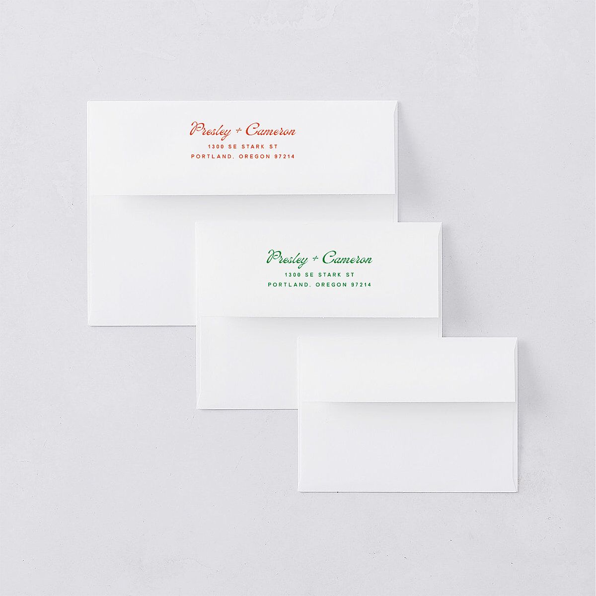 Cabana Stripes Save the Date Petite Card Envelopes Pastel Blue Standard White Both Recipient and Return Addresses Signature