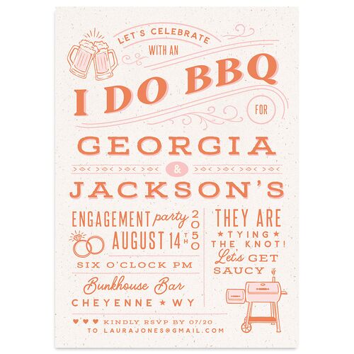 Western I Do BBQ Engagement Party Invitations Soft Peach Signature Blank Standard