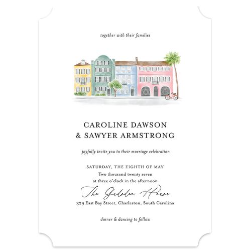 Charming Charleston Wedding Invitations Pure White Signature Blank No Ticket
