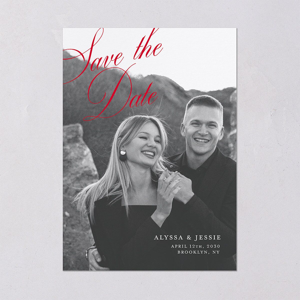 Bold Romantic Type Save the Date Cards Ruby Signature smooth Blank No Standard