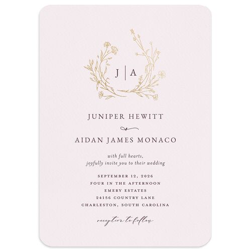 Gilded Monogram Wedding Invitations Gold Purple Haze Signature Blank No Rounded