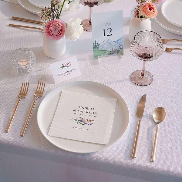 Mountain Wildflowers Luncheon Napkins Dusty Blue Napkin Uncoined