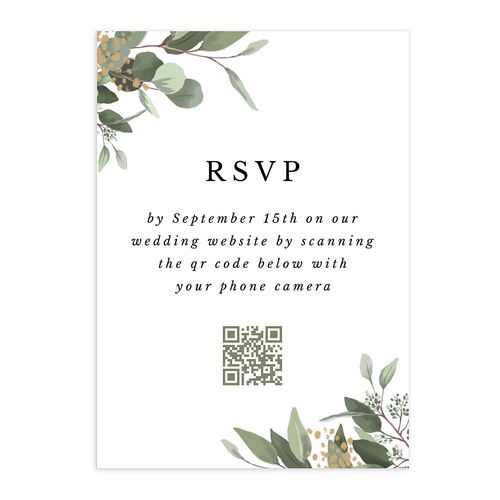 Eucalyptus Frame QR Code RSVP Cards Pure White Signature Standard