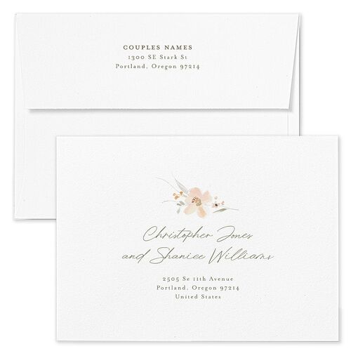 Floral Photo Save The Date Card Envelopes Blush Blue Both Recipient and Return Addresses Signature