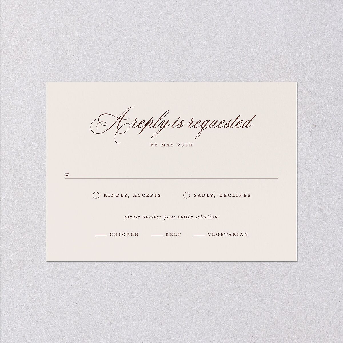 Vintage Oval Monogram Wedding Response Cards Merlot Signature Standard