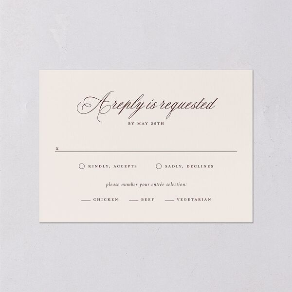 Vintage Oval Monogram Wedding Response Cards Merlot Signature Standard
