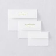 We're Getting Married Thank You Card Envelopes Deep Olive White Both Recipient and Return Addresses Signature Standard