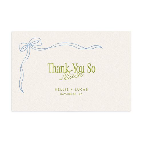 Modern Delicate Bows Thank You Postcards Peridot