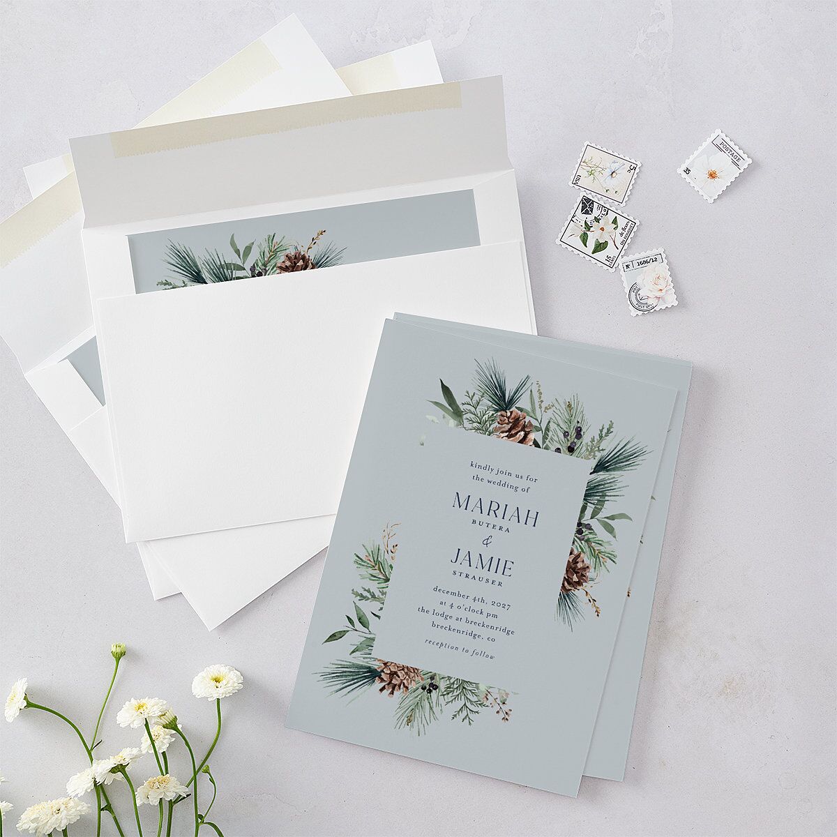 Rustic Pine Wedding Invitations — view 4