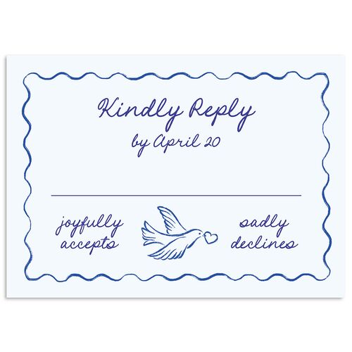 Vintage Lovebird Banner Wedding Response Cards Sapphire Signature Standard