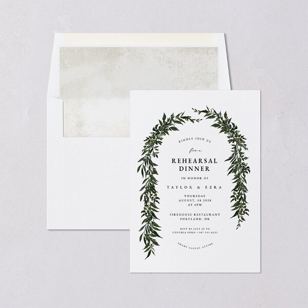 Rich Greenery Rehearsal Dinner Invitations Hunter Green Signature Blank Standard