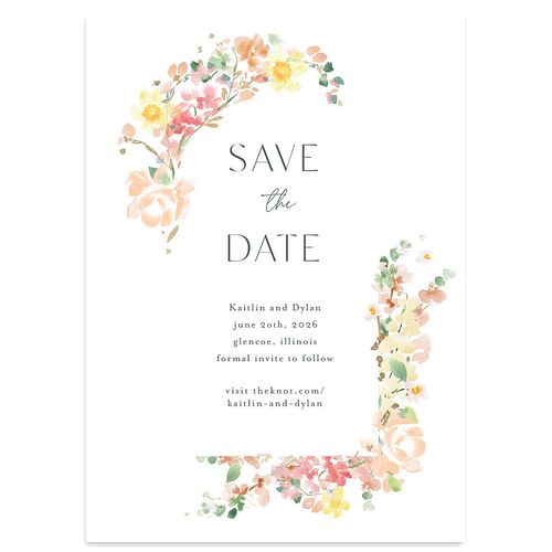 Pastel Flower Arch Foil Save the Date Cards Gold Daffodil Signature smooth Blank No Standard
