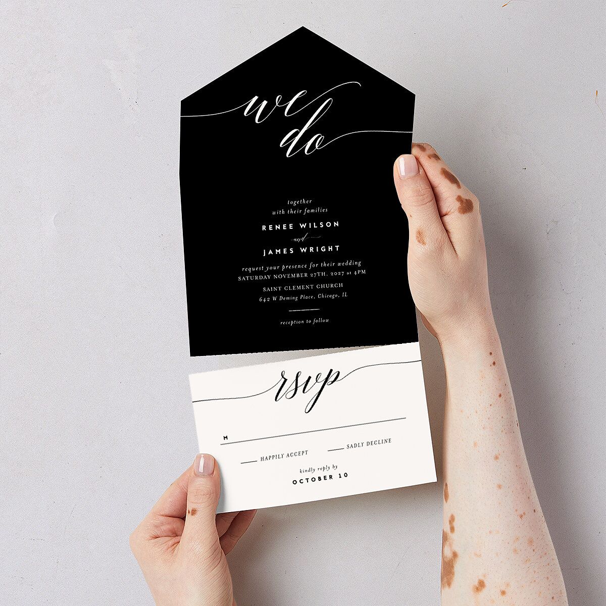 We Do All-in-One Wedding Invitations Midnight Signature Light Both Recipient and Return Addresses No