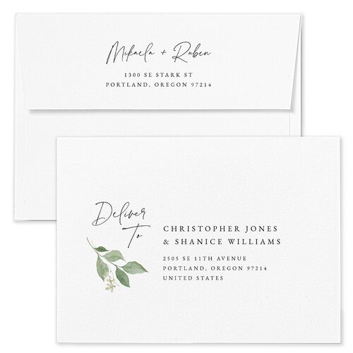 Fairytale Woodgrain Slab Wedding Invitation Envelopes Kraft Pure White Return Address Standard Signature