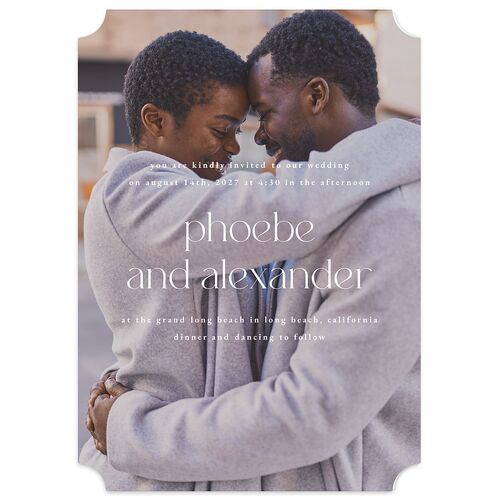 Striking Portrait Wedding Invitations Pure White Signature Blank No Ticket