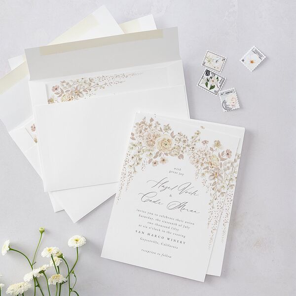 Luxury Floral Archway Wedding Invitations Dijon Signature Blank No Standard