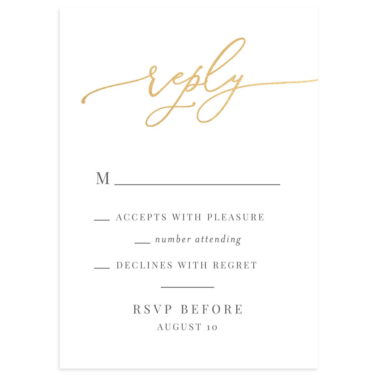Romantic Calligraphy Foil Wedding Response Cards
