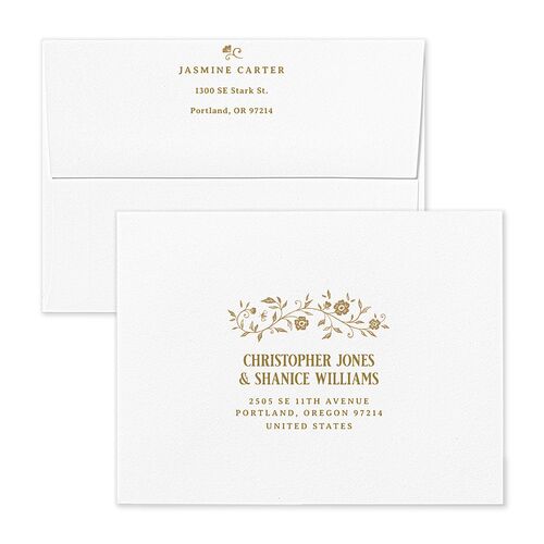 New Chapter Vintage Storybook Bridal Shower Thank You Card Envelopes White Linen Both Recipient and Return Addresses Signature Standard