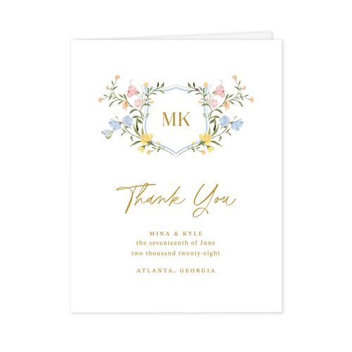 Fairytale Wildflower Crest Thank You Cards Daffodil