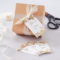 Hydrangea Garden Favor Gift Tags Gold Pink Cotton Signature