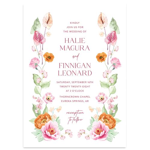 Whimsical Maximalist Floral Wedding Invitations Mulberry Signature Blank No Standard