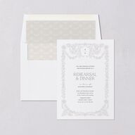 Baroque Border Rehearsal Dinner Invitations Pure White Signature Blank
