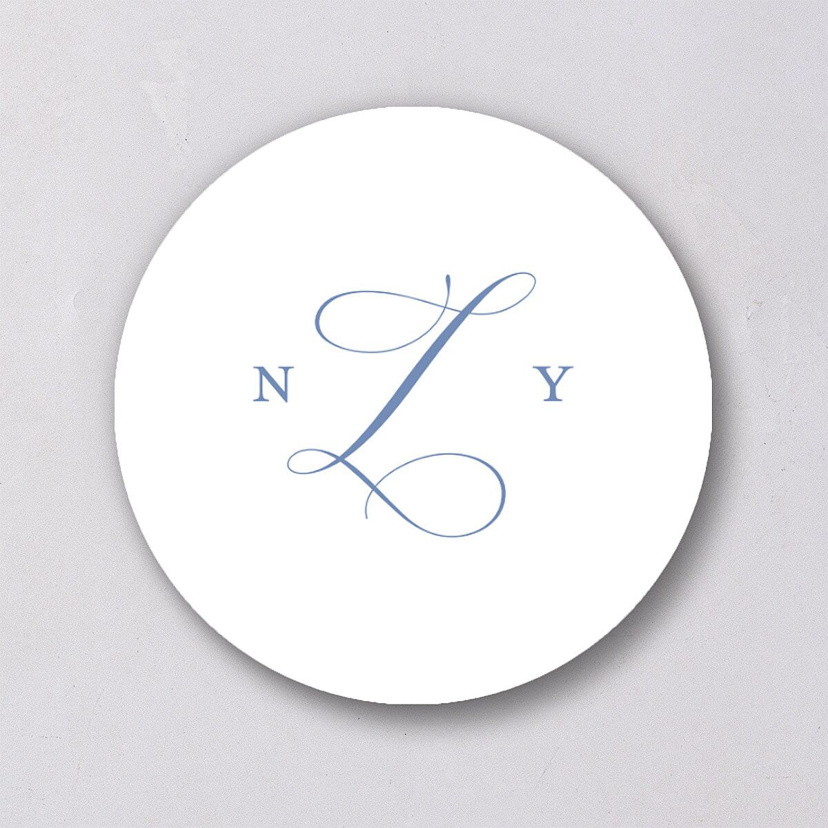 Vintage Florals Wedding Stickers Regency Blue Circle