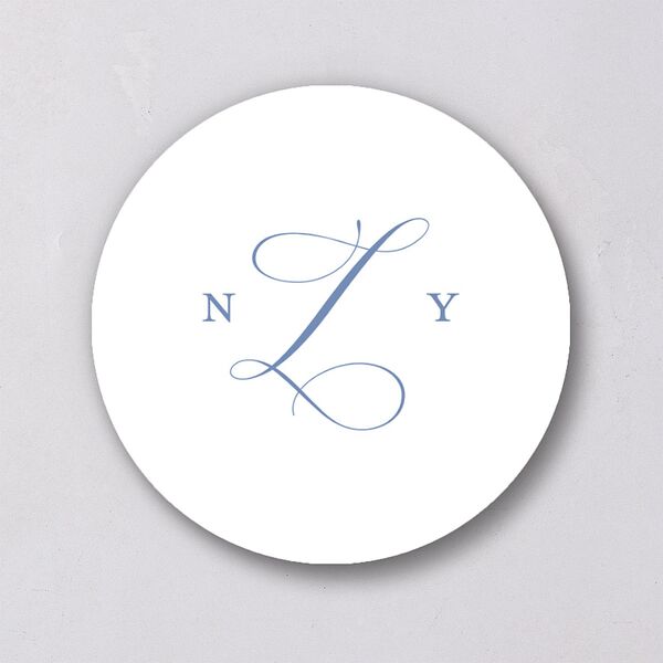 Vintage Florals Wedding Stickers Regency Blue Circle