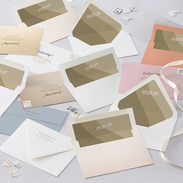 Color Pop Retro Photo Wedding Invitations Sand Signature Blank No Standard